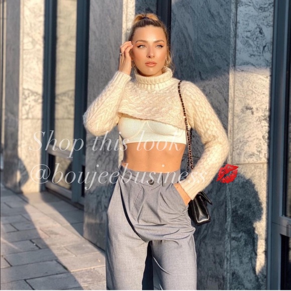 ZARA BNWT Cable Knit High Collar Cropped Sweater - Picture 4 of 10